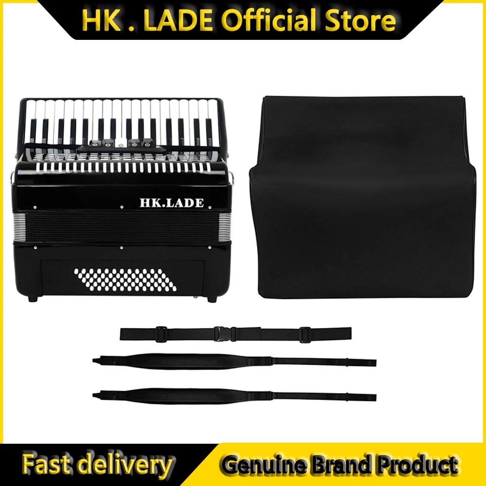HK.LADE Accordion 34 Keys 60 Bass Accordion with Bag Strap Professional Keyboard Instrument for Grading Performance/Teaching