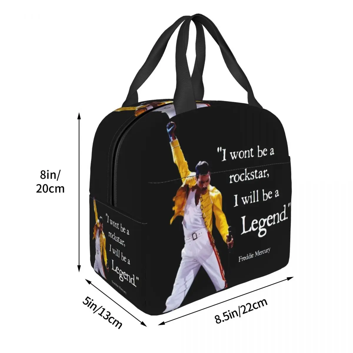 Queen Rock Quotes Insulated Lunch Bag for Women Portable Cooler Thermal Freddie Mercury Lunch Box Beach Camping Travel Food Bags