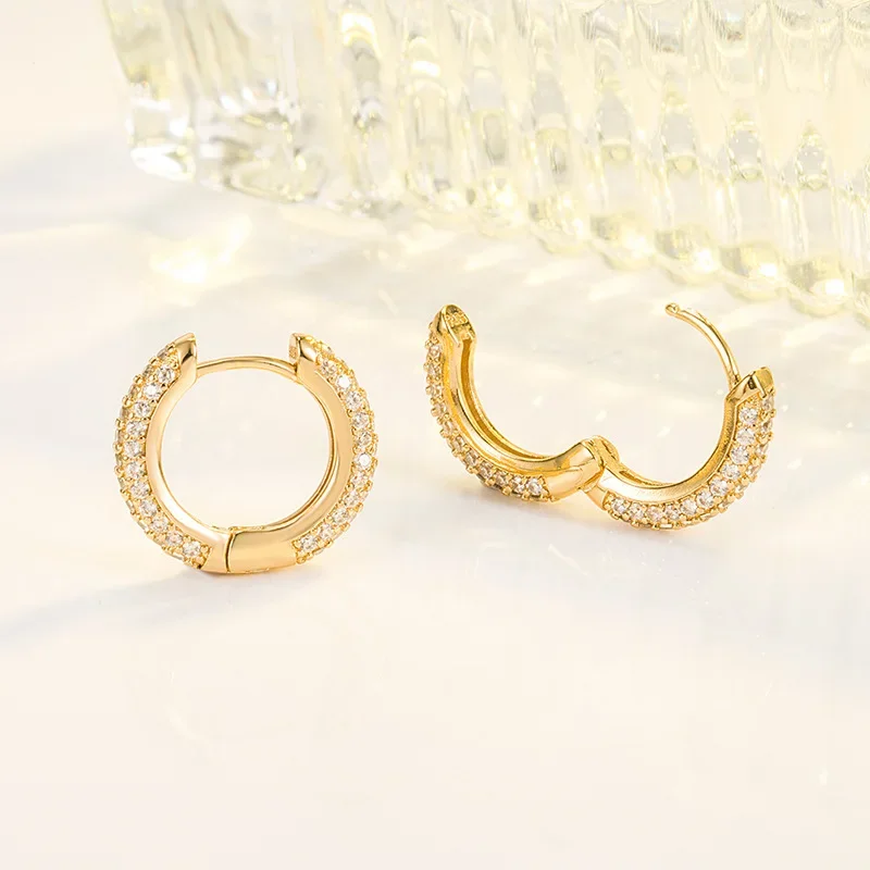 Real 18 Yellow Gold 1 Carats Diamond Earring Females Fine Aros Mujer Oreja 18K Gold Orecchini Gemstone Stud Earrings for Women
