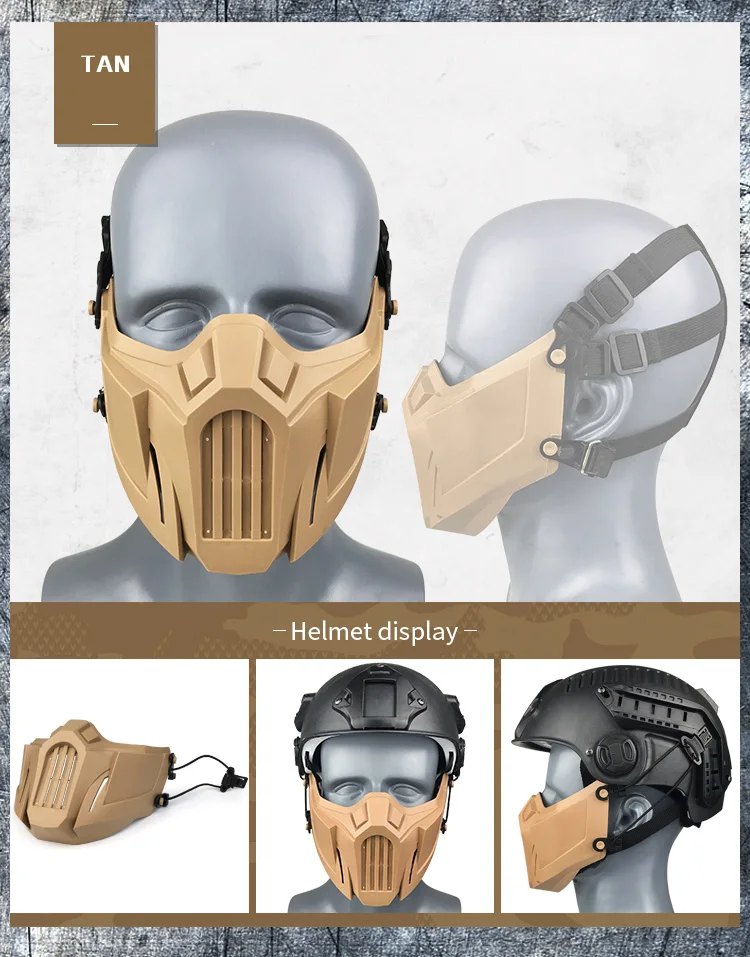 REikirc taktische halb gesicht airsoft maske verstellbar cs cosplay halloween militär masken – Detail 10