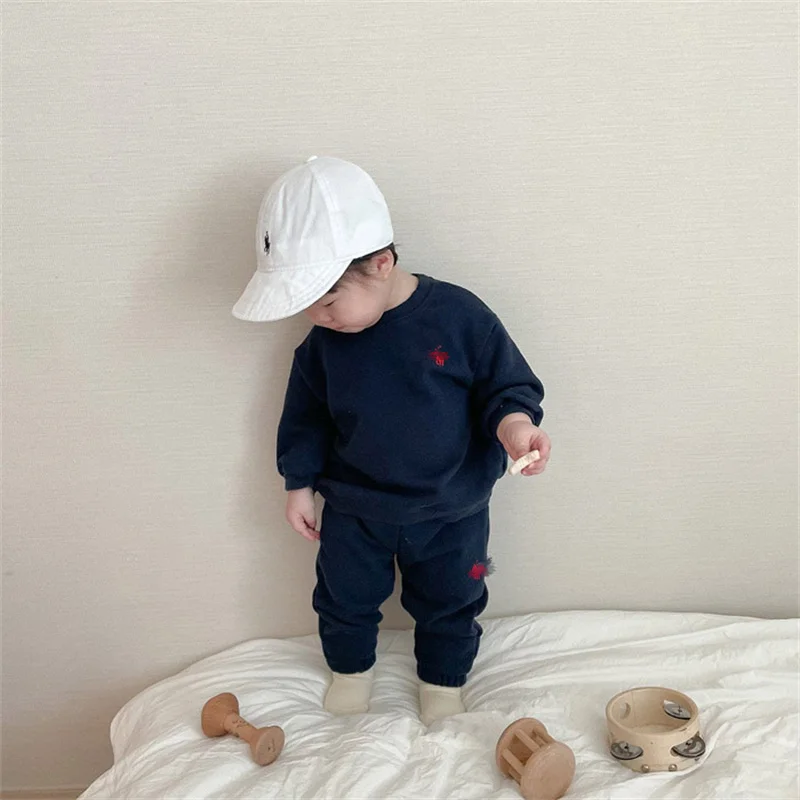 Boys Sweatshirts +Pants Kids Suits 2PCS/Set Cotton 2024 Beige Spring Autumn Cotton Tracksuits Sport Christmas Gift Children Clot