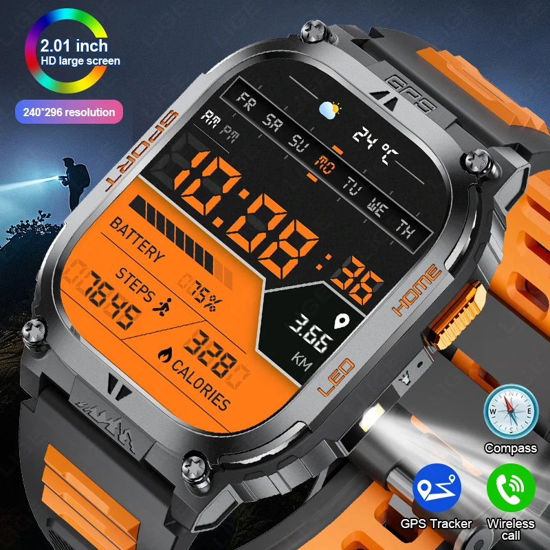 

LIGE Новые Смарт-часы для мужчин GPS Компас Водонепроницаемый AMOLED-экран Монитор сердечного ритма Спортивное отслеживание Мужские умные часы для Android iOS