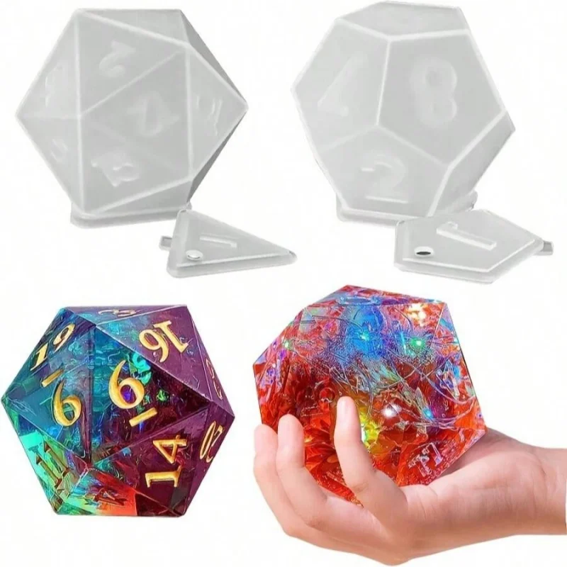 

2 Large Dice Resin Mold Triangular Hexagonal Casting Dice Game Numbers Silicone Candle Mold DIY Crafts Home Decoration