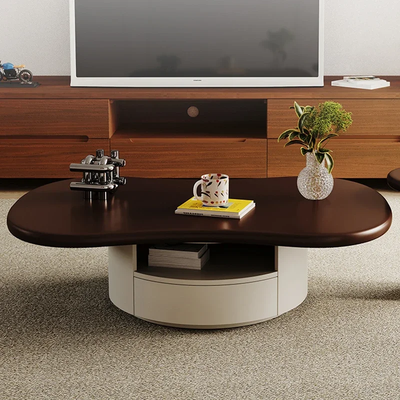 Wooden Oval Coffee Table Aesthetic Unique Apartamento Regale Side Table Italian Refrigerator Couchtisch Living Room Furniture