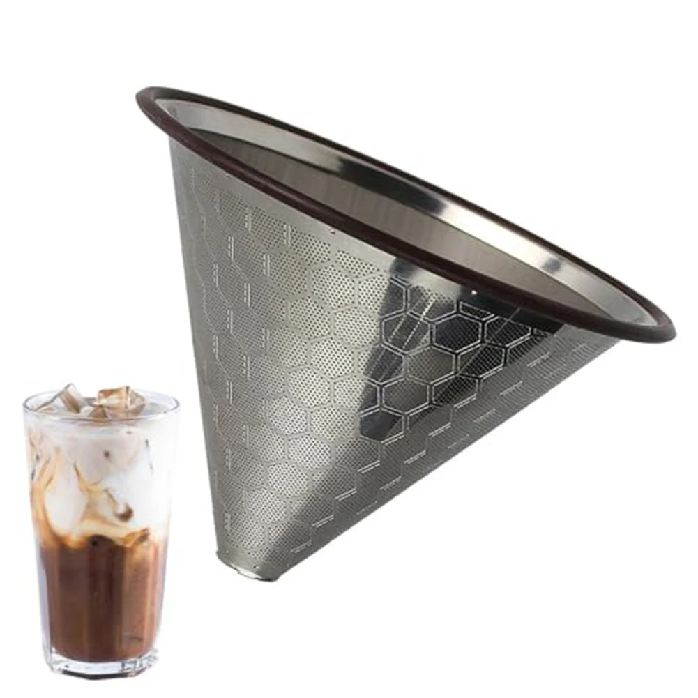

Stainless Steel Reusable Coffee Filter Fine Mesh Paperless for 13 Cups Coffee Brewing Enhances Flavor and Ground Filtration