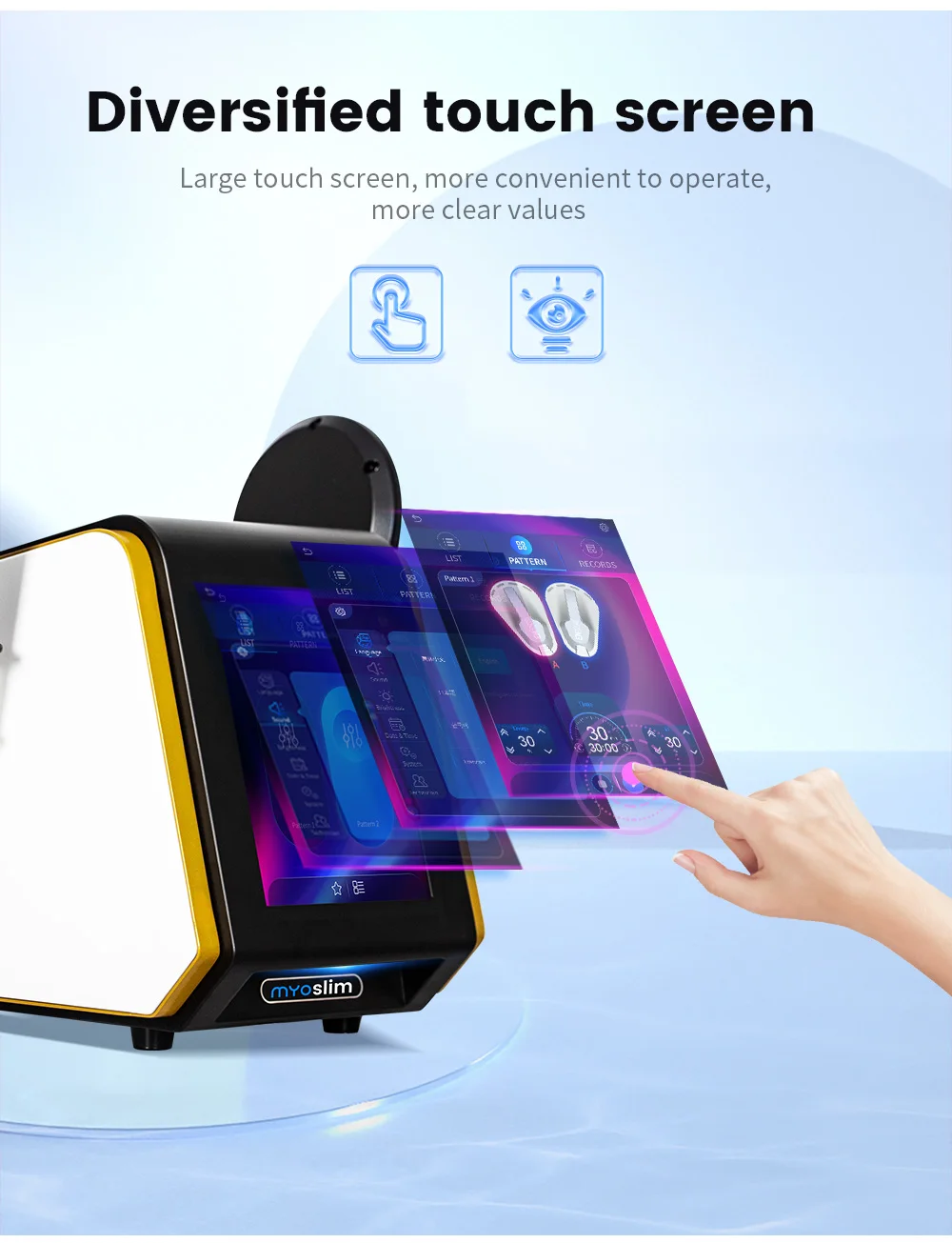 

Myoslim EMS машина для моделирования тела RF профессиональный электромагнитный стимулятор мышц для похудения сжигание жира с 2 ручками Neo