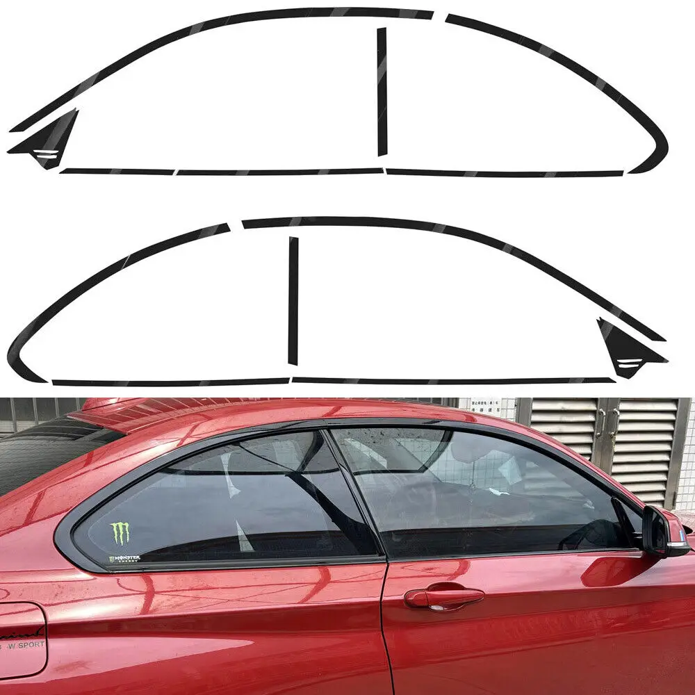 Matte/Glossy Black Chrome Delete Window Trims For BMW 2 Series F22 2014-2017