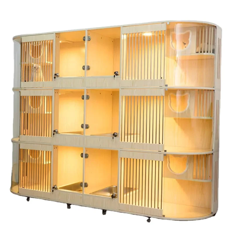 

Factory manufacturer hot selling pet cages&houses multi function cat cage large pet furniture solid wood cat villa