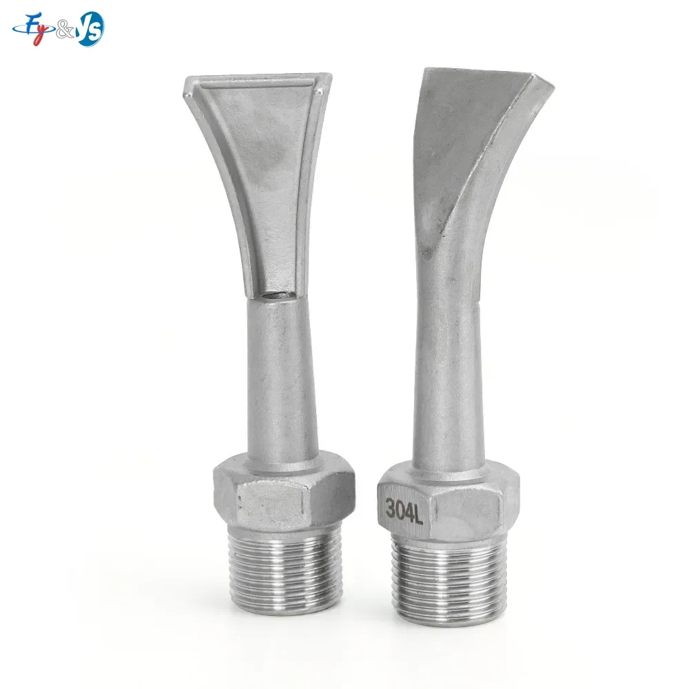 304L Stainless Steel Straight Duckbill Nozzle Flat Fan Air Knife Blowing Nozzle External Thread for Industrial Drying Cleaning