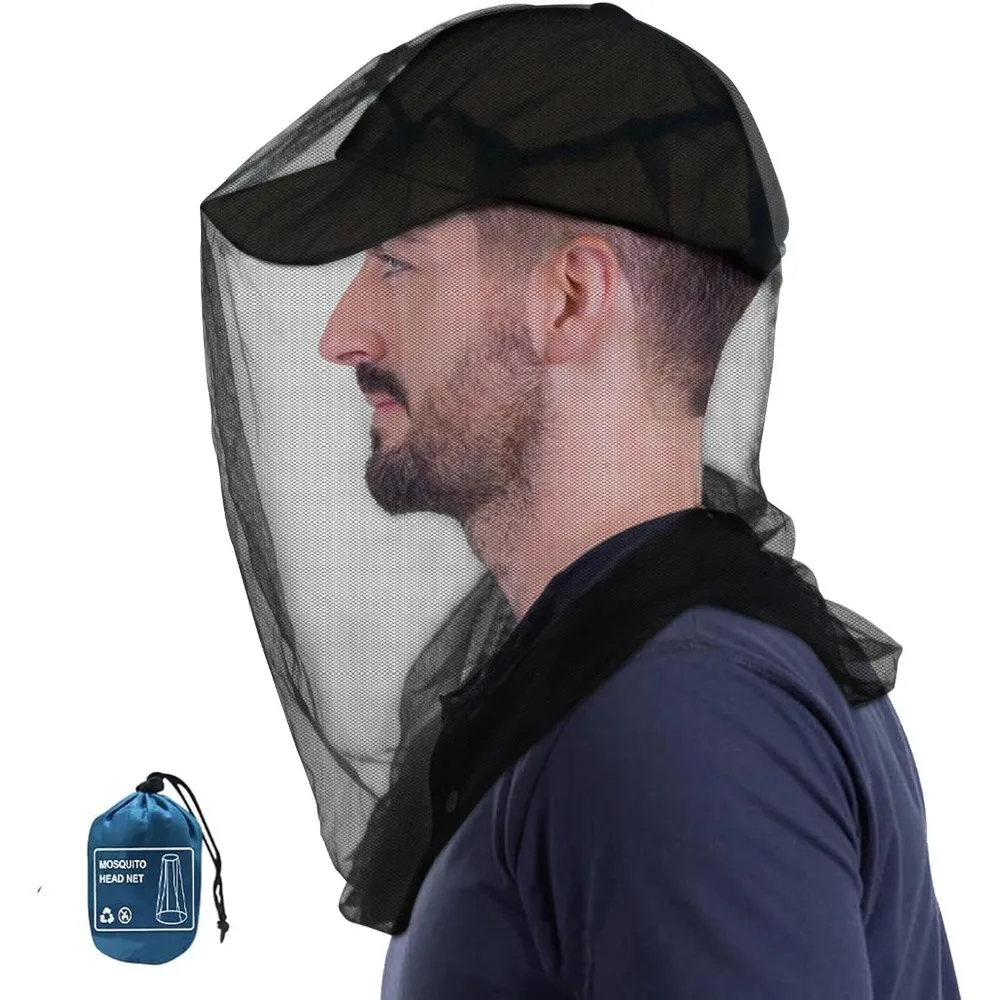 Mosquito Head Net Fine Mesh Face Netting with Drawstring for Hat Breathable Men Women Protection From Midges Insects Gnats