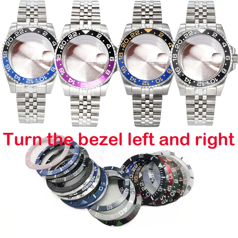 

NH35a Корпус для дайвинга 40 мм подходит для NH35 NH36 NH34 Корпус для часов Юбилейный браслет Сапфировое стекло Сдвижная пряжка Поворотный безель левый и правый