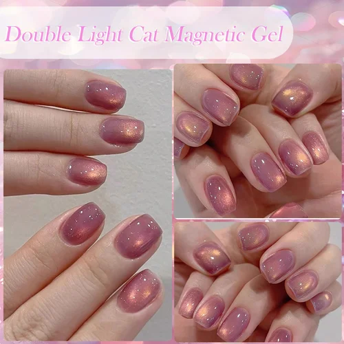 Imagen 2 del producto LILYCUTE 7ML doble luz gato esmalte de Gel magnético 9D reflectante brillante brillo Arco Iris semipermanente remojo Gel artístico de uñas