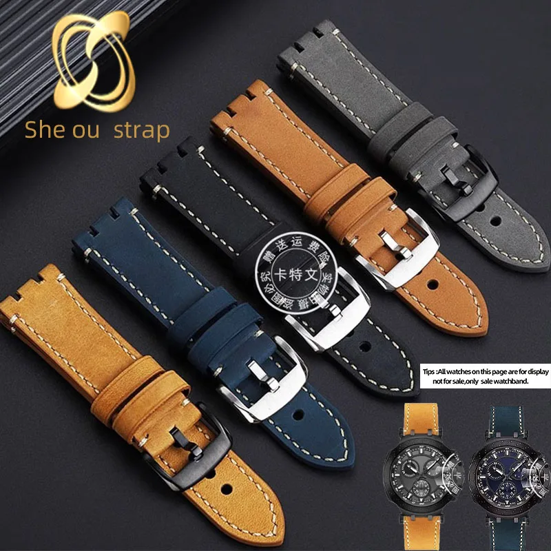 Black Blue Brown Cowhide Watch Strap For Tissot T-SPORT Series T115.417/427 Watchband Men's Bracelet  22mm  Soft Belt