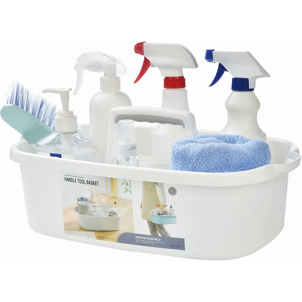 Bolsa grande de plástico para carrito de ducha, organizador de cesta de almacenamiento portátil con asa para dormitorio, baño, herramienta, jardín, cocina,