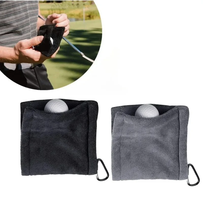 2 Pcs Golf Ball Cleaning Towel,with Snap Hook, 5Inch Microfiber Amphibian Wet and Dry, for Bags Course Exercise Gym Men Women