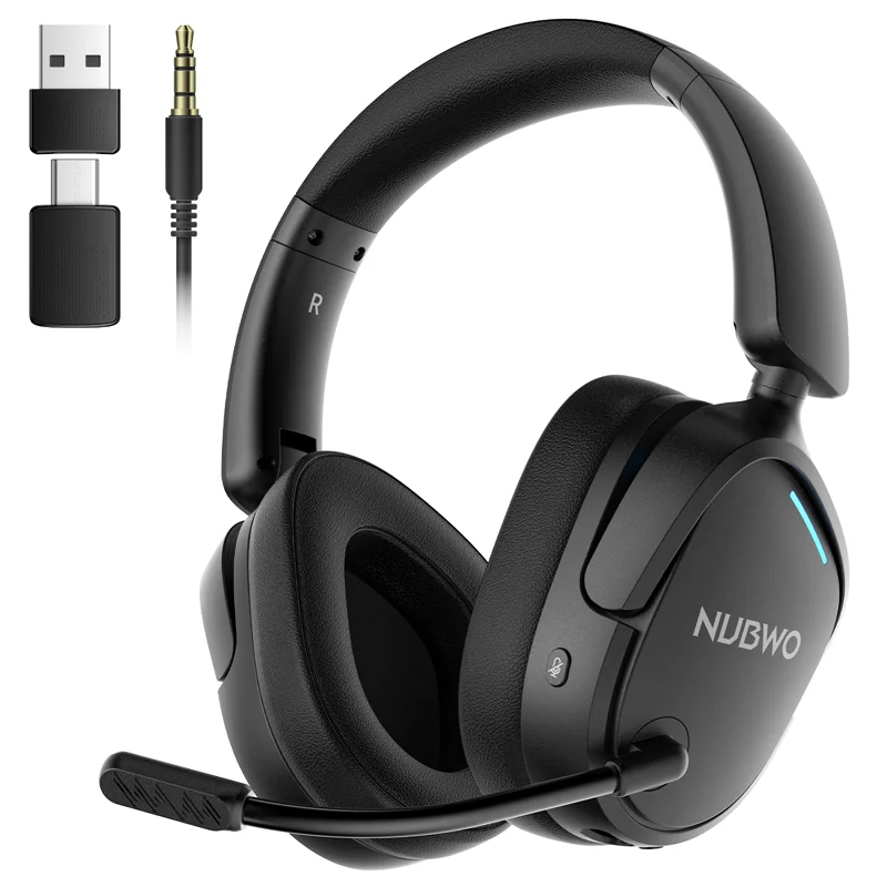 

NUBWO Wireless Gaming Headset Dual 2.4G & Bluetooth Simultaneous Gaming Headphones Noise-Canceling Mic Comfortable Foldable