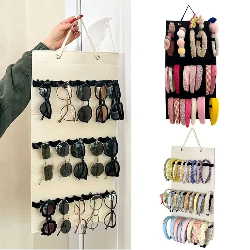 Felt Sunglasses Storage Hanging Bag Wall Mounted Multi-layer Hair Band Hairband Display Shelf Punch-free