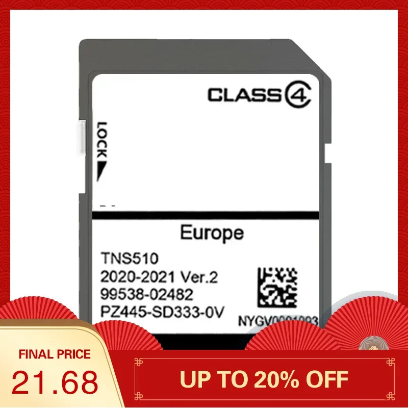 

TNS510 Navigation Sat Nav Map SD Card 2021 Version2 for Toyota Uk & Europe Sockets with Anti Fog Reaview Stickers