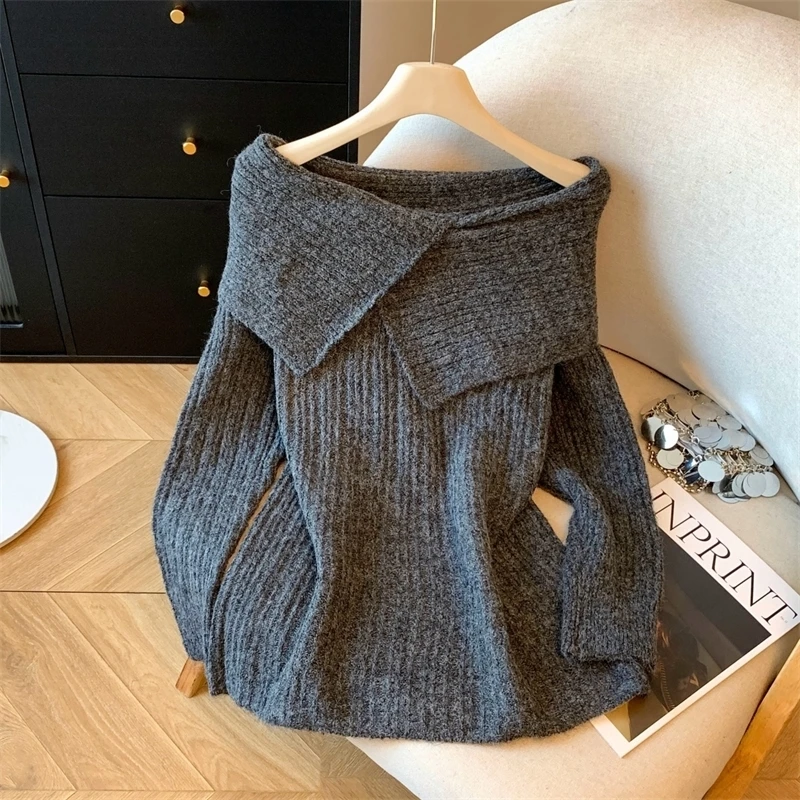 XFPV الحلو نمط طويلة الأكمام مائل الرقبة الدافئة محبوك سترة لينة المرأة شتاء جديد البلوز التخسيس الأرجواني البلوز 22D3409 #6