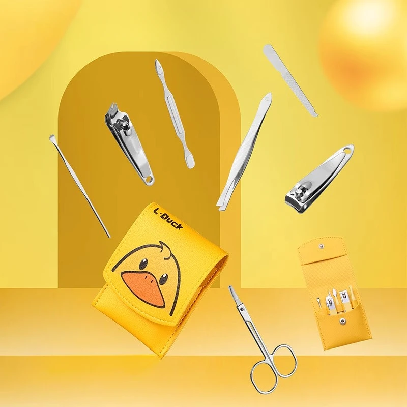 Little Yellow Duck Nail Clipper Set with Oblique Mouth Nail Clipper Household Nail Clipper Tool Female Ear Spoon