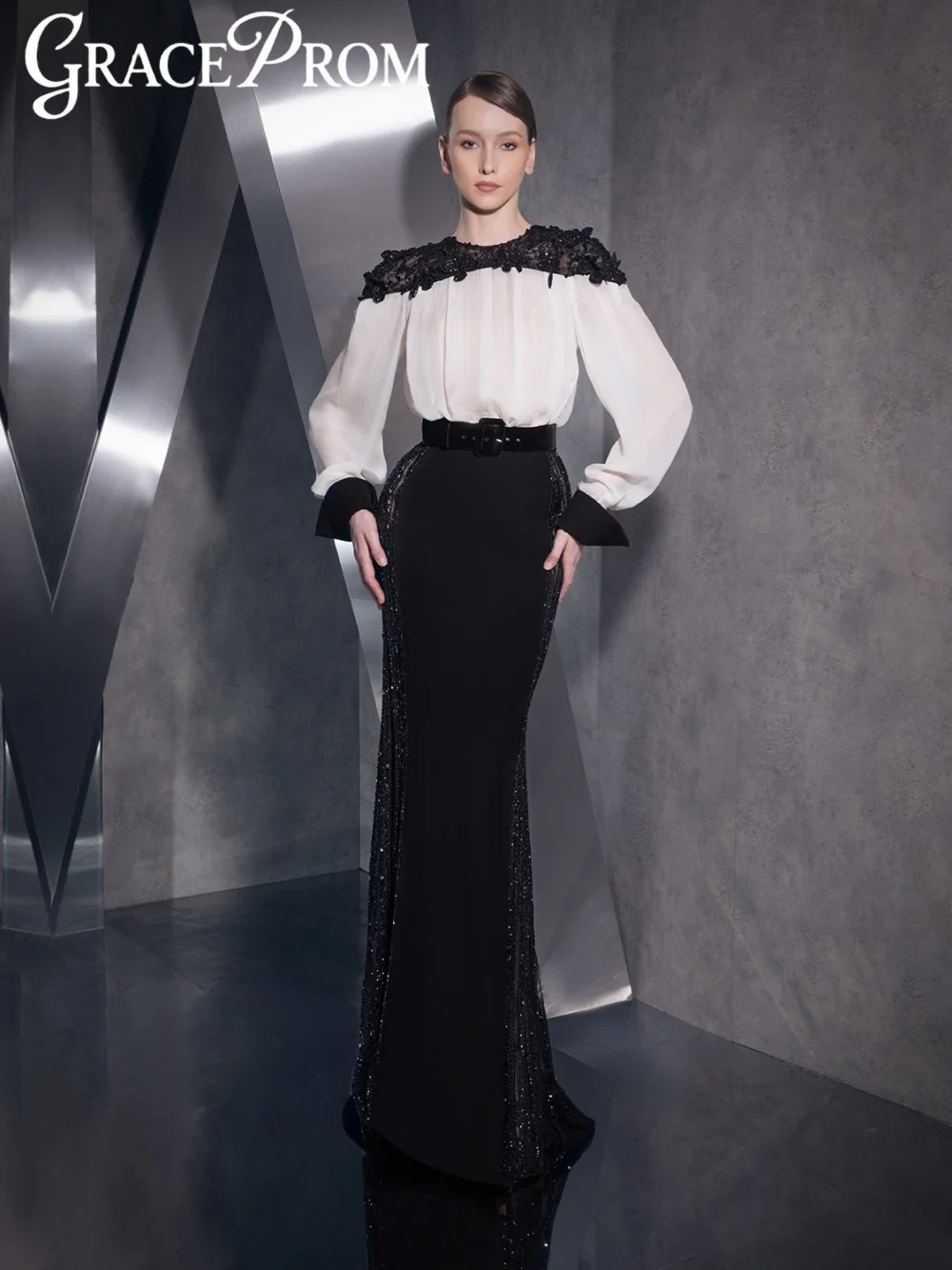 فستان سهرة لامع مزين بالخرز أنيق بأكمام طويلة فساتين أم العروس لحفلات الزفاف فستان مأدبة جديد مخصص