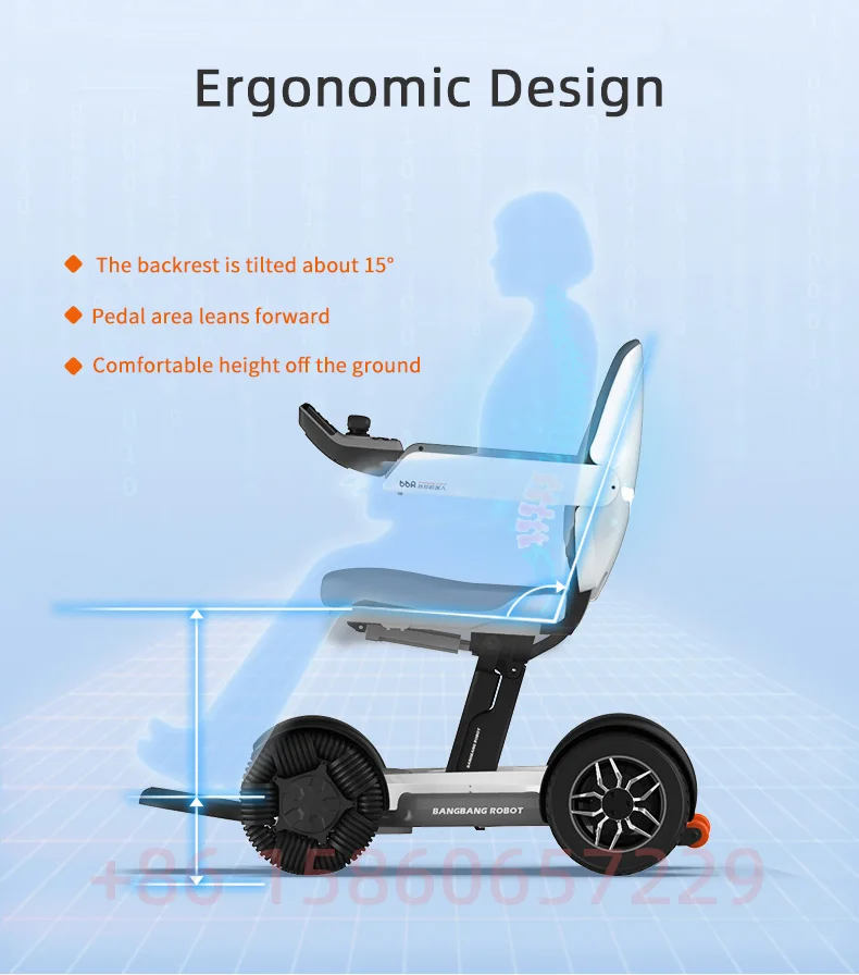 Luxury One-button Electric Folding Scooter Bluetooth Remote Control Elderly Disabled Wheelchair Extremely Small Turning Radius