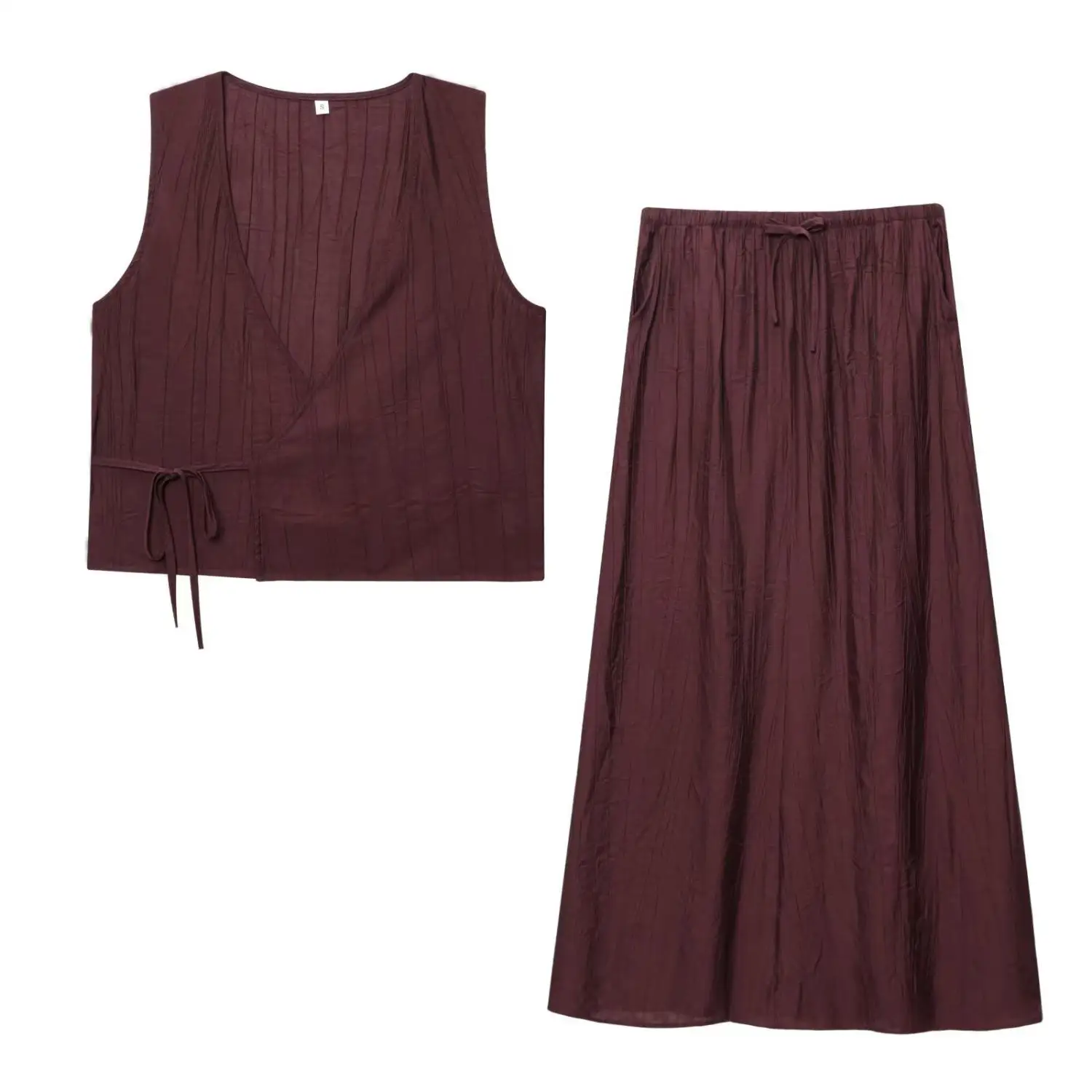 Women's Crumpled Effect Vest Style Top Midi Fashion Workwear Pants Organic Cotton Elderly Suitable Other 100% Material