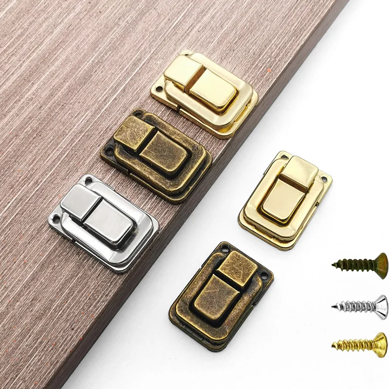 10pcs  Antique Bronze Box Hasps Iron Antique Lock Metal Hasps Latch Jewelry Box  Furniture Hardware，3 colors and 3 sizes