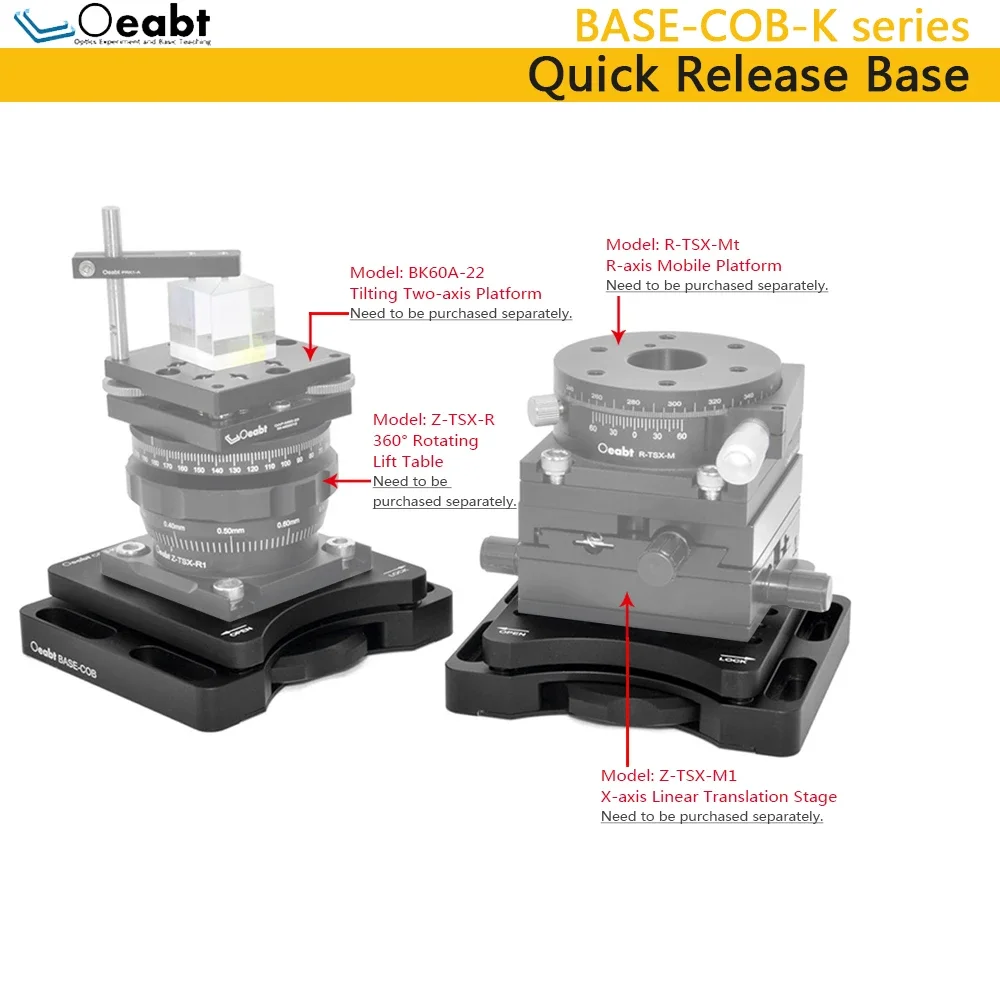 BASE-COB-K series Quick Release Base Adjustable Adapter Base Plate Mounting Plate Bread Flat Optical Experiment