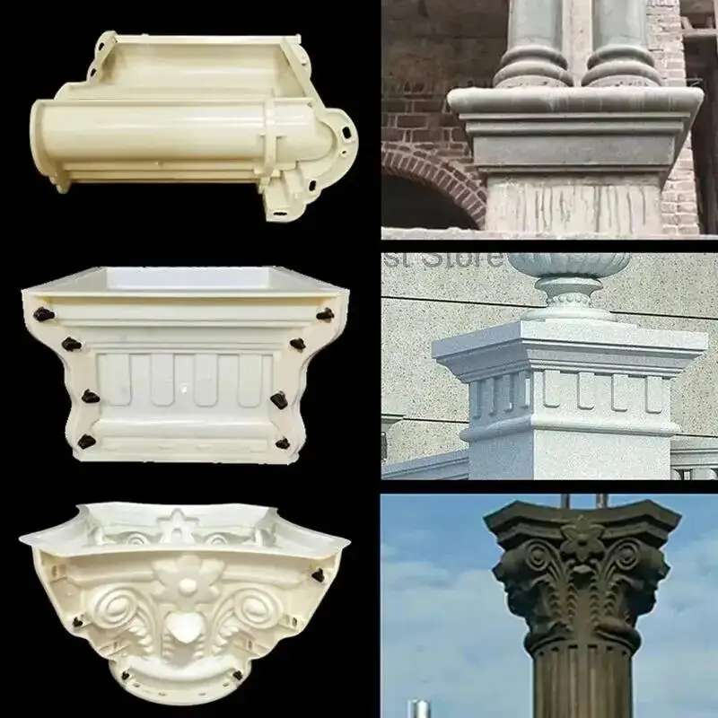 Chinese Cast-in-place Cement Roman Column Cap Head and Foot Mold European Roman Column Mold for Villa Gate Square Round Molds