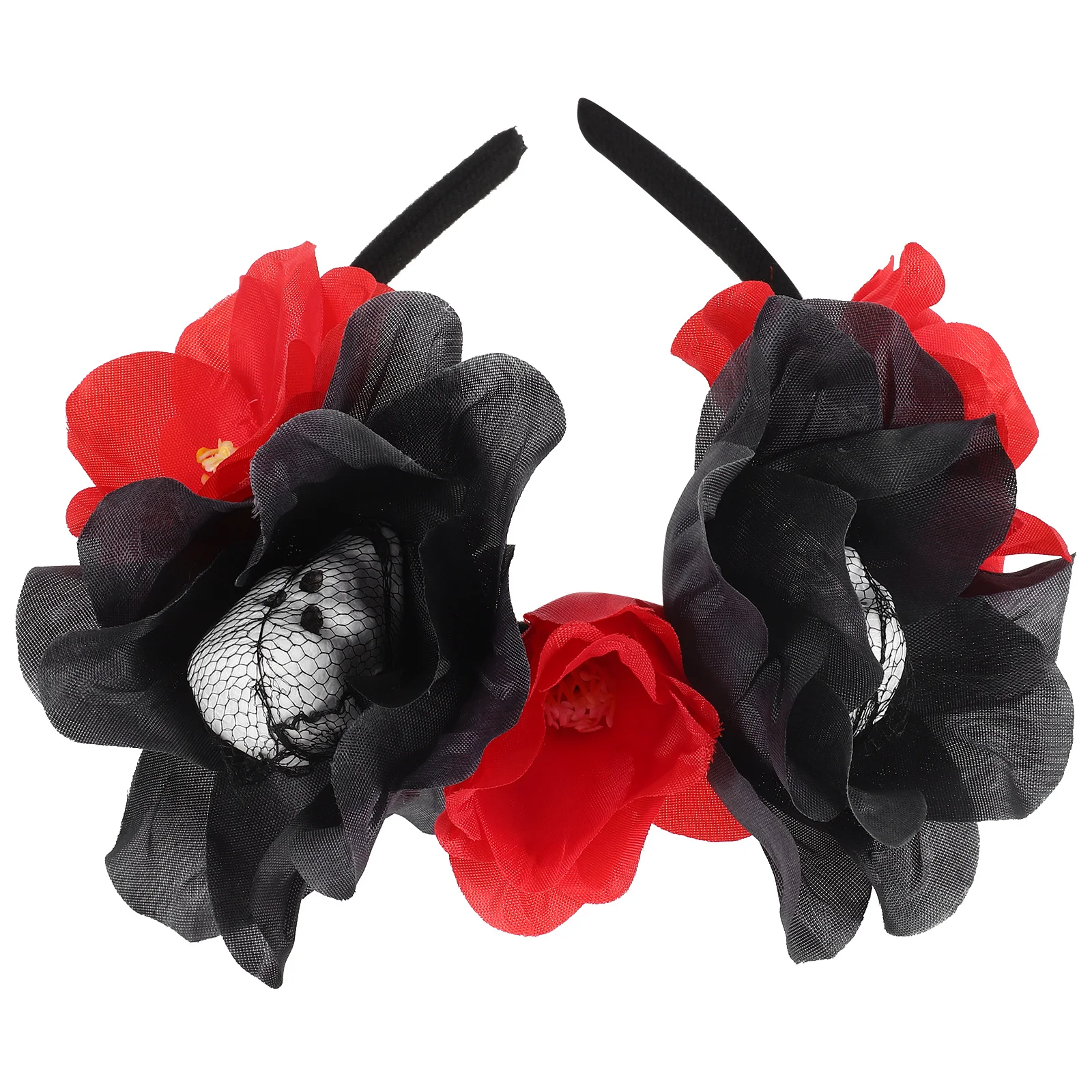 

1Pcs Skull Hair Headpiece with Rose Flower Halloween Decoration Wreath Hair Accessory for Adults Kids Party Hairband