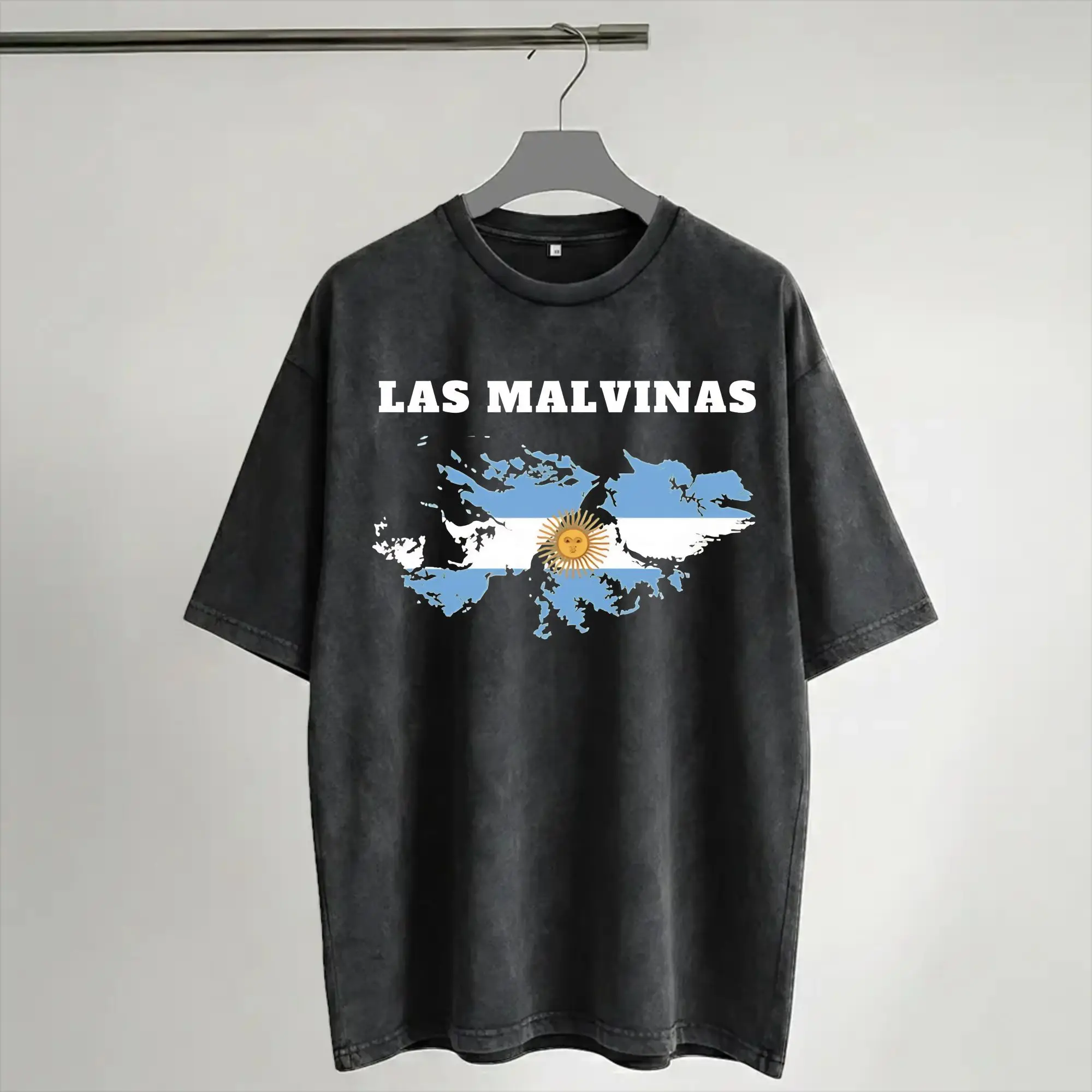 Camiseta de fútbol Las Malvinas Argentina, camiseta Hip Hop de algodón lavado, camiseta Harajuku Vintage para hombres y mujeres, ropa de calle