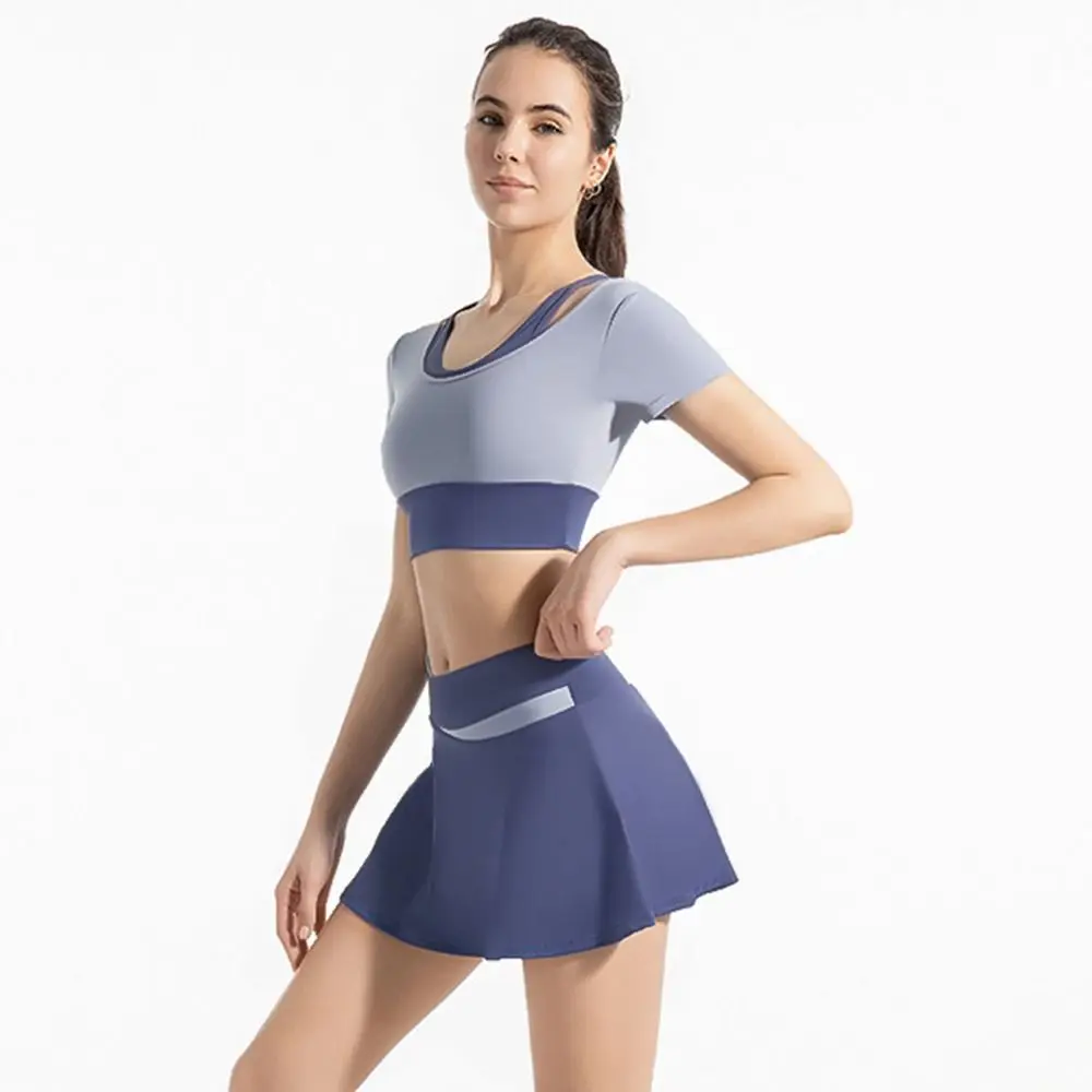 

Cross-waist Women's Tennis Skirts Soft Stretchy Breathable Sport Golf Skirt Quick Dry Built-in Shorts Fitness Skirt Golf