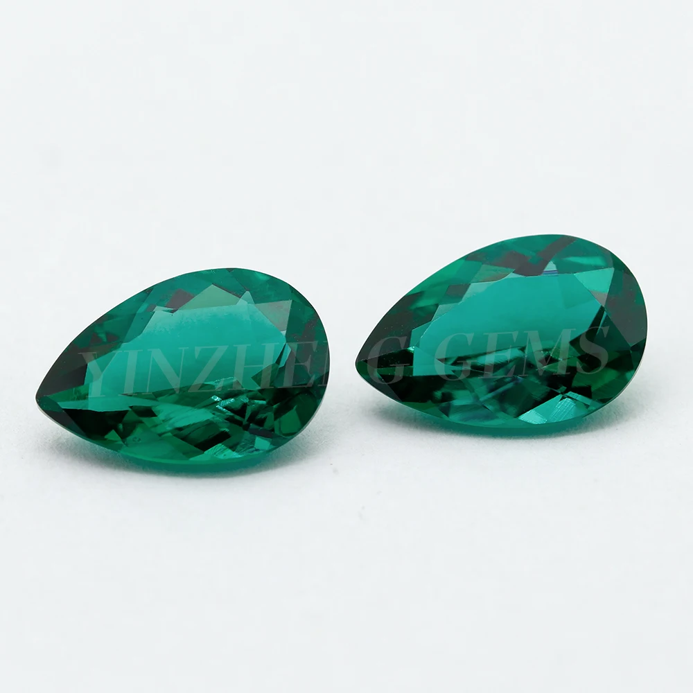 YinZheng Zambian Emerald Pear Shape Lab Grown Emerald Loose Gemstones With Certificates Can Be Provide Lab Zambian Emerald - Image 2