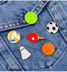 Football Cartoon Brooch Basketball Badminton Table Tennis Cute Sports Series Badge Clothes Bag Accessories
