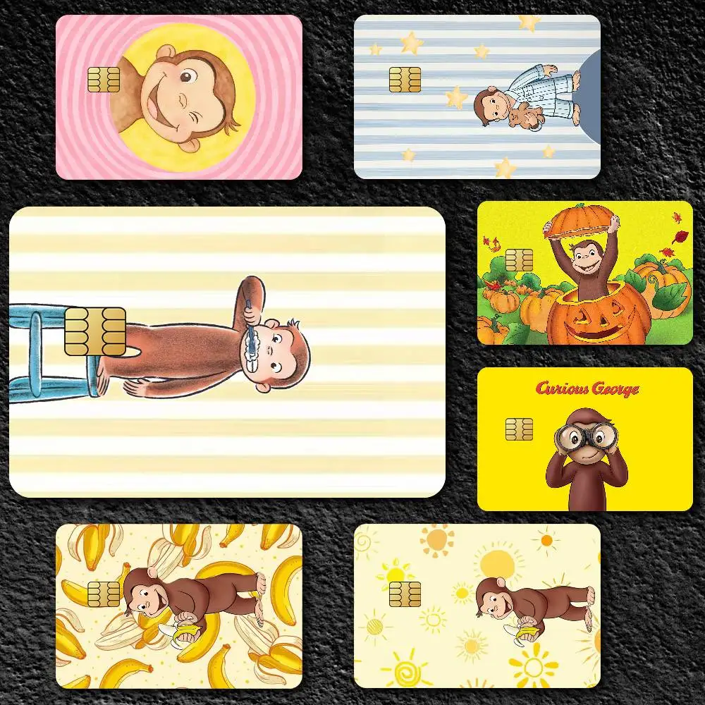 Cartoon C-Curious George Credit Card Skin Stickers For Bank Card Bus Metro Card Sticker Waterproof Gift