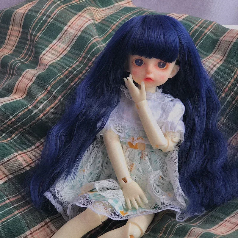 1/3 1/4 1/6 1/8 ke er BJD sd poupée perruque noir haute température fibre résistant à la chaleur fil longue frange droite poupée cheveux