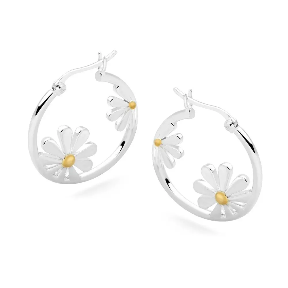 Silver Daisy Design with Floral Stamens and Golden Yellow Earrings, Simple and Fresh, Versatile and Trendy Jewelry Accessories