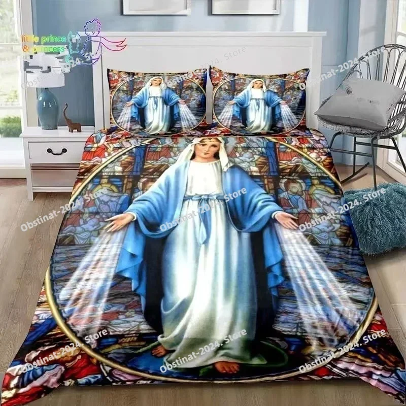 Virgin Mary Godress Blessing 3D Print Comforter Bedding Set,Duvet Cover Quilt Cover Pillowcase,King Queen Size Bedding Set Kid