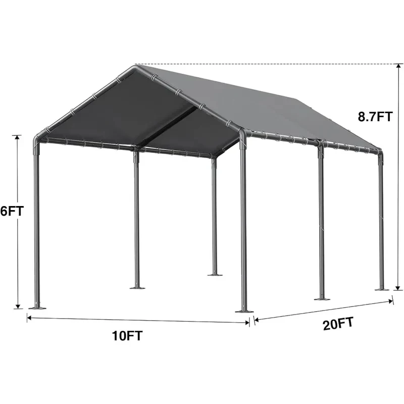 x Ft Heavy Carport Portle Garage Waterproof and Rnt with Reinforced Structure Trucks