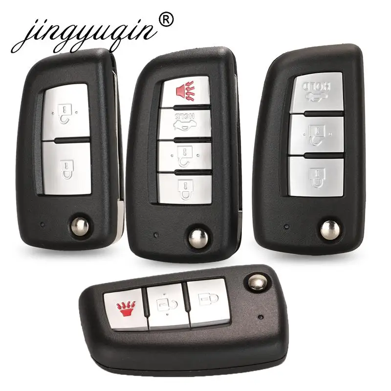 jingyuqin 2/3 BTN Remote Car Key Shell For Nissan Qashqai Sunny NV200 J11 Pulsar C13 Juke X-Trail T32 Micra Auto Flip Key NSN14