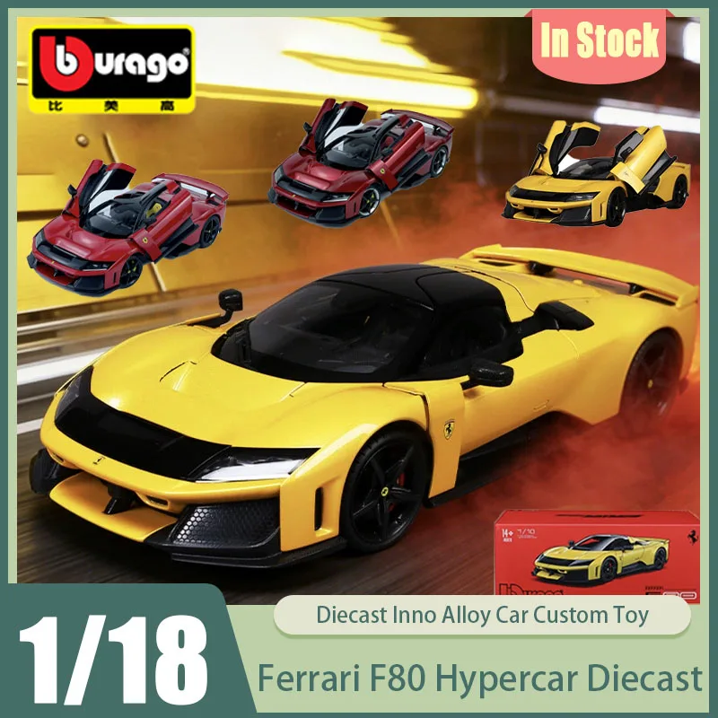 

New In Stock Bburago 1:18 Ferrari F80 Hypercar Diecast Model Butterfly Doors Premium Italian Supercar Collectible Custom Toys