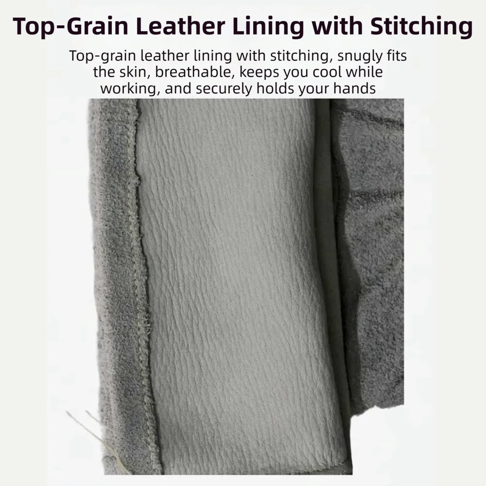 

Soft Leather Heat Resistant Gloves Cowhide Heat Insulation Welding Gloves Durable Thick Stretchable Wrist Protective Gloves
