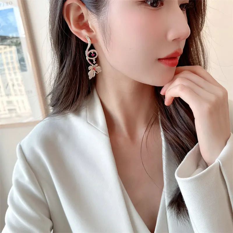 Bilincolor Creative Design Asymmetric Long Streamer Butterfly Earrings for Women