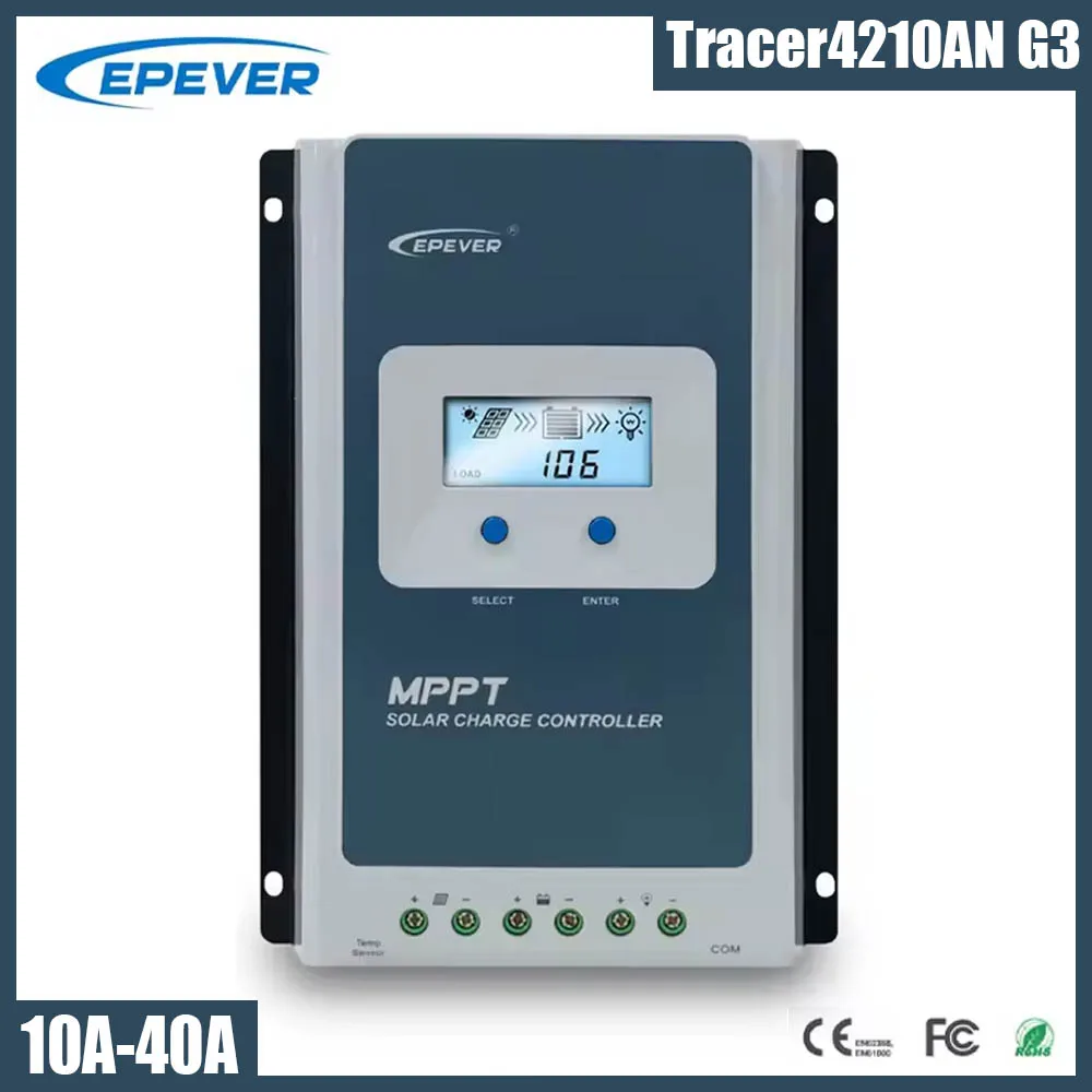 10-40A MPPT Solar Charge Controller 12V/24V Battery Voltage Max Solar Panel 100V EPEVER Regulator With LCD Data Remote Monitor