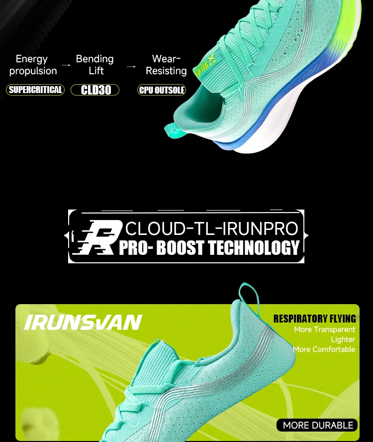 2025 IRUNSVAN Marathon-Schuhe, Carbon, hochwertig, atmungsaktiv, Bounce-Back-Dämpfung, professionelle Trainingsschuhe, leicht – Detail 5