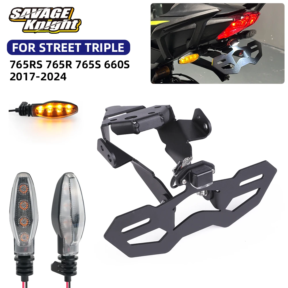 

2025 765RS 765R Tail Tidy License Plate Bracket For Street Triple 765S 660S 765 RS/S/R 2017-2024 Turn Signal Light Wire Plug