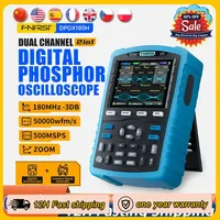 FNIRSI DPOX180H Handheld Dual Channel Digital Oscilloscope 180MHz-3DB 2 In 1 Function Signal Generator Fluorescence Display ZOOM