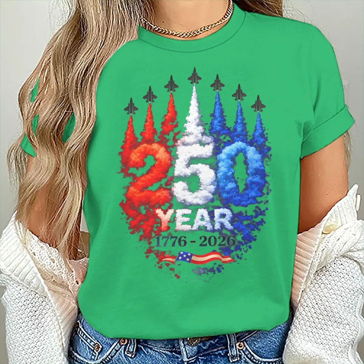 USA 250th Anniversary 1776-2026 T-Shirt Women Men Vintage Airplane Flag Graphic Tee Patriotic 4th of July Casual Tops Gifts