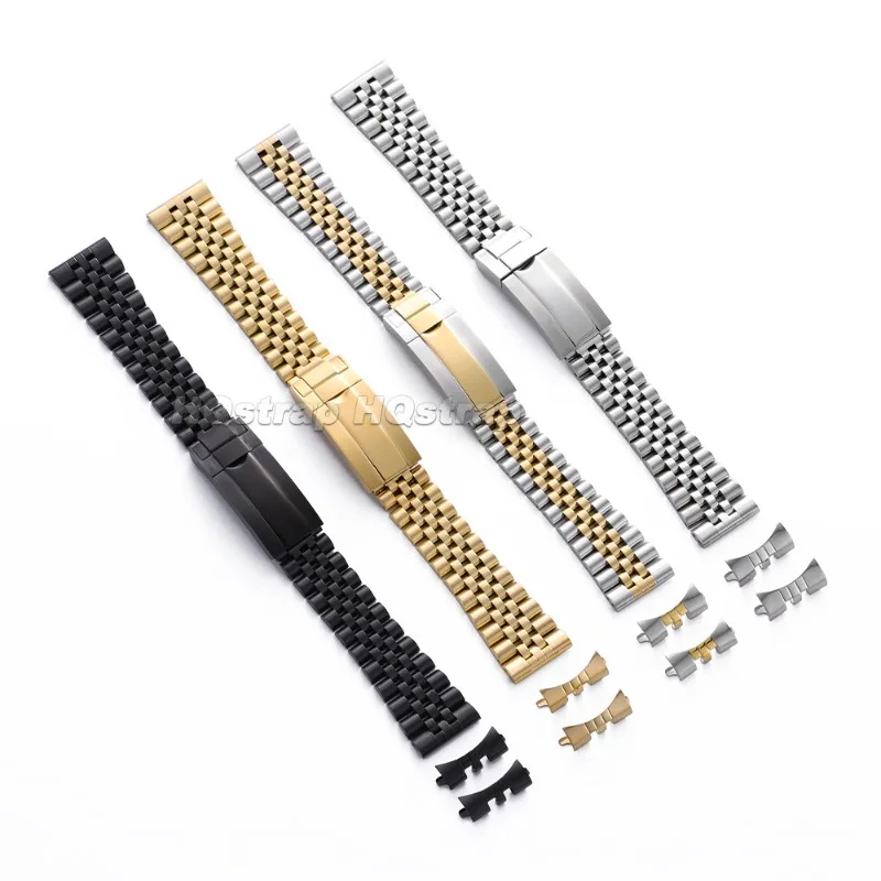 Premium Curved End Watch Strap 20mm 21mm 22mm Stainless Steel Watch Band for Jubilee for Rolex Luxury Business Men Wristwatches